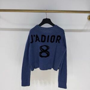 🚩steal authentic Dior Blue Crew Neck Sweater with Black Lettering